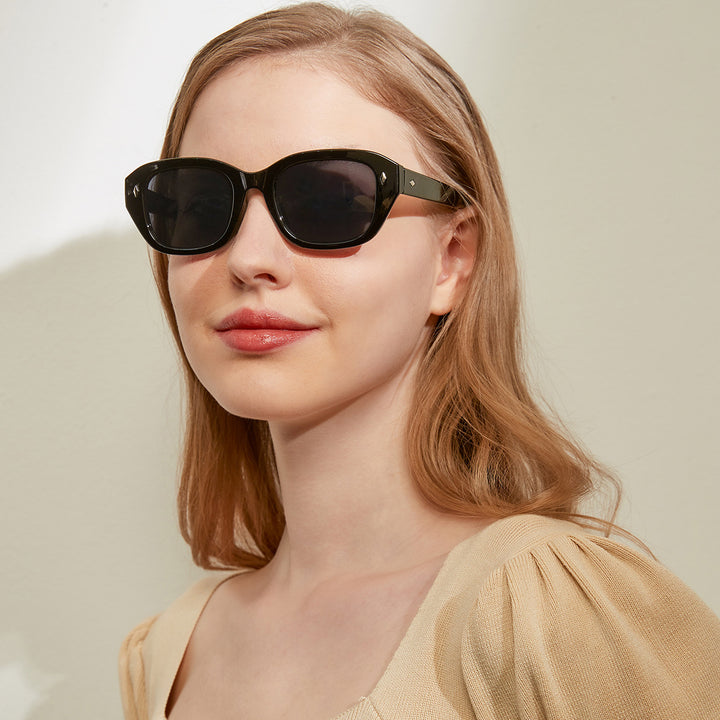 Damen stilvolle quadratische Sonnenbrille mit hochwertigem Schildpatt-Rahmen Karnz