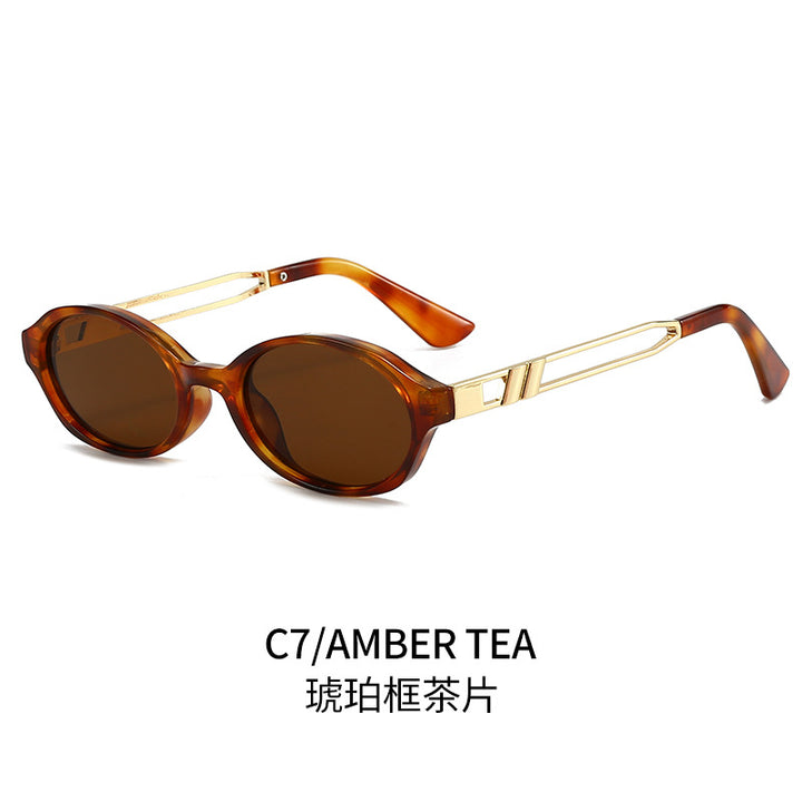 Damen Elegante Sonnenbrille im luxuriösen Schildpattdesign mit goldenen Metallakzenten Karnz