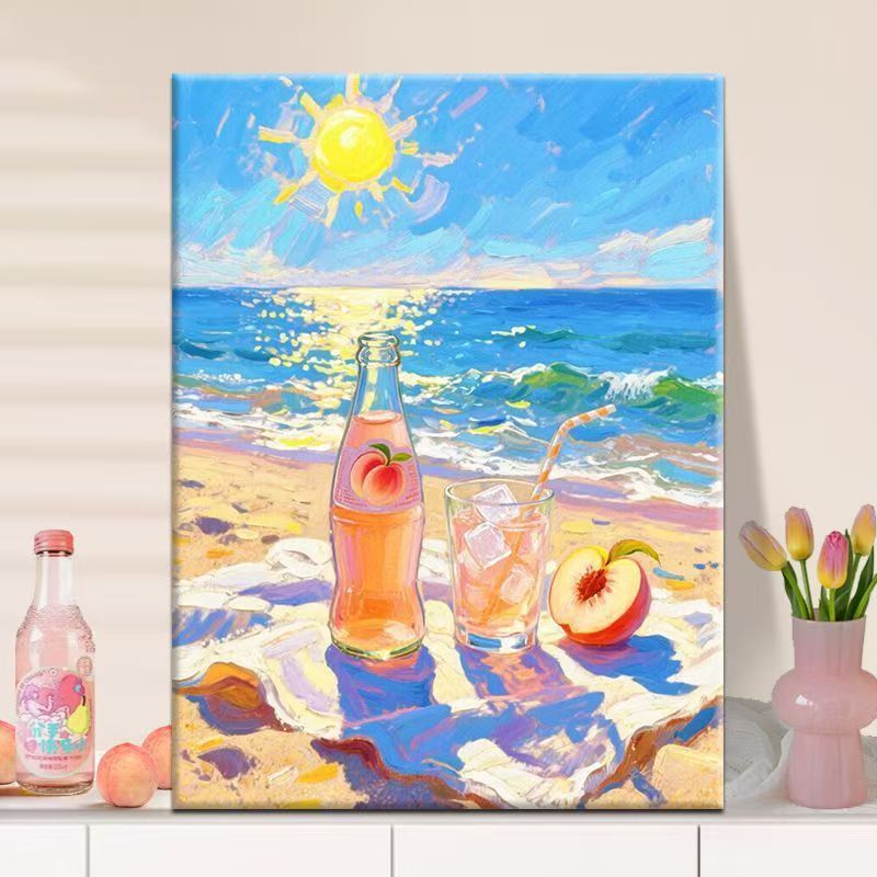 Lebhaftes strandthemen Canvas Kunst Karnz