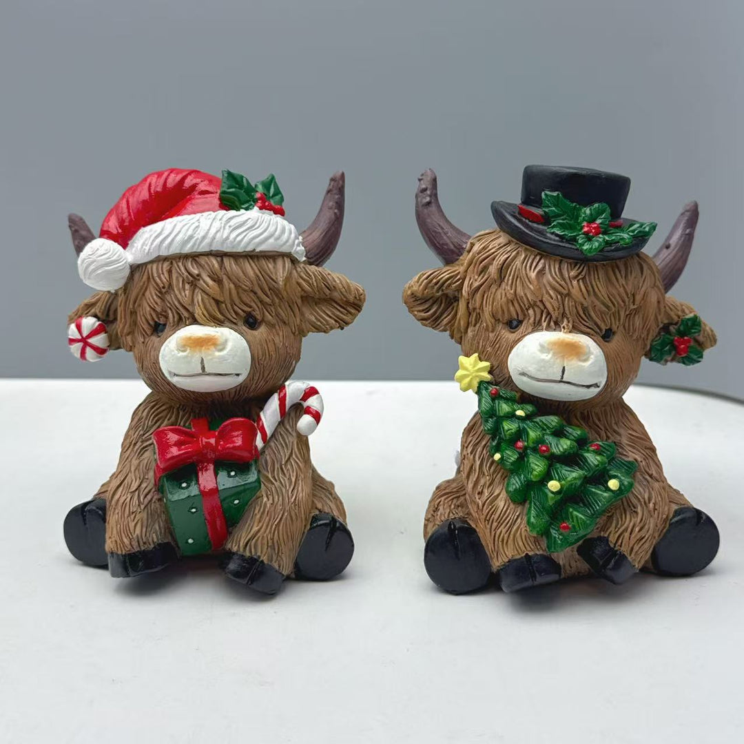 Dekorative Highland Cow Figur Karnz