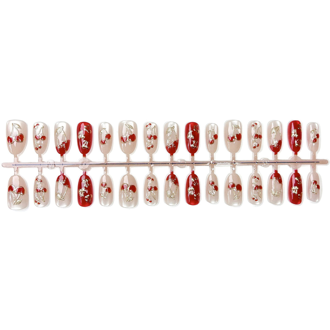 Kirsch-Themen Press-On Nagelkunst Set