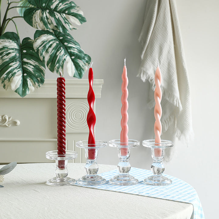 Skulpturales Ribbon-Twist Taper Kerzen Set