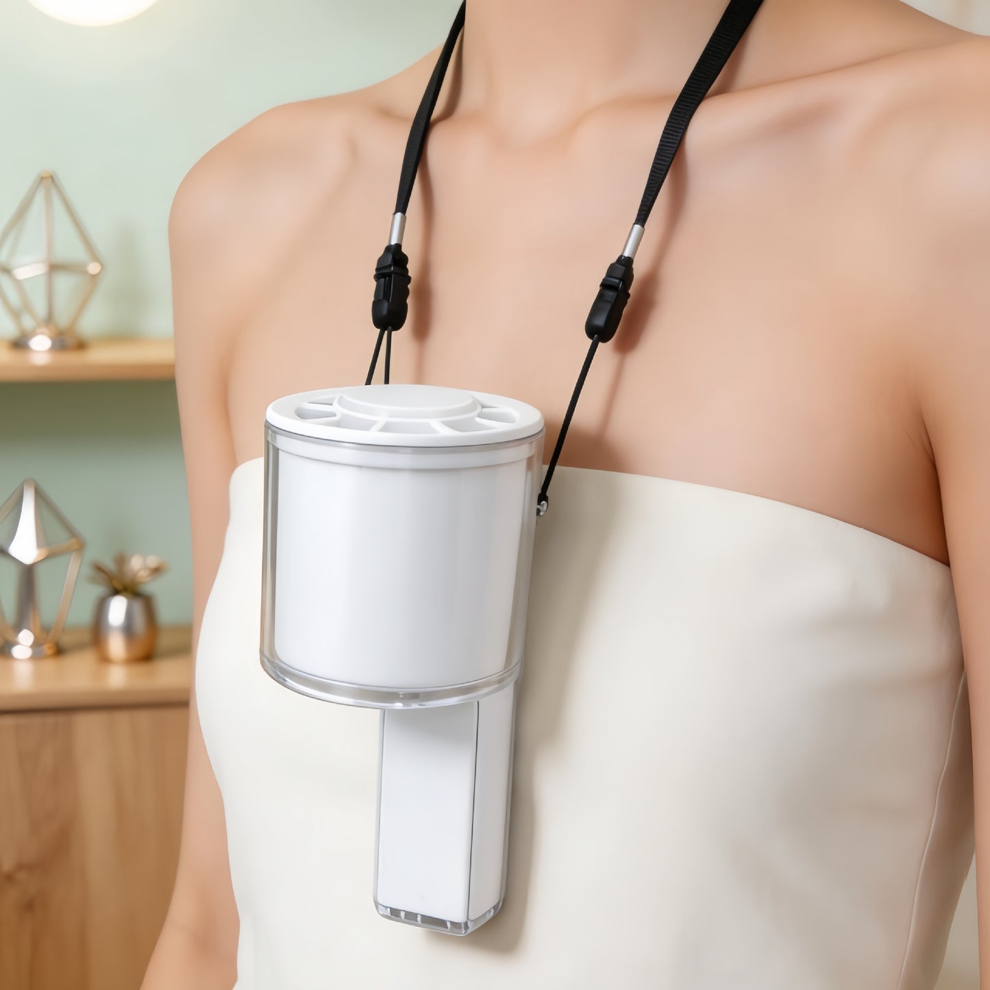 Damen Tragbarer Handventilator mit Temperaturanzeige und LED-Beleuchtung Karnz