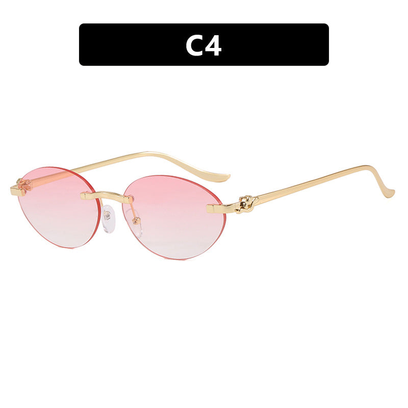 Damen elegante ovale Sonnenbrille mit goldenen Akzenten Karnz