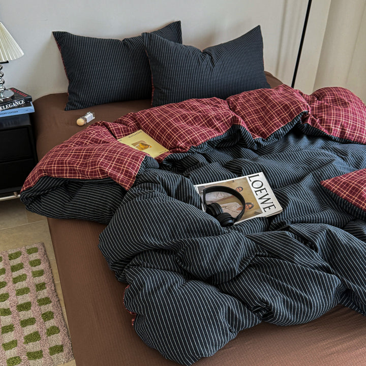 Modern Gestreifter Bettbezug Set