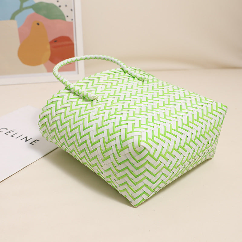 Damen Handgearbeitete Freizeit-Tasche mit zigzag Flechtmuster Karnz