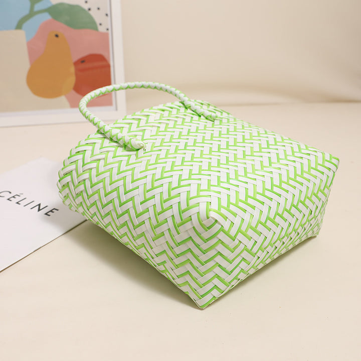 Damen Handgearbeitete Freizeit-Tasche mit zigzag Flechtmuster Karnz