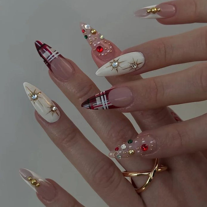 Künstlerisches Stiletto Press-On Nagel Set Karnz