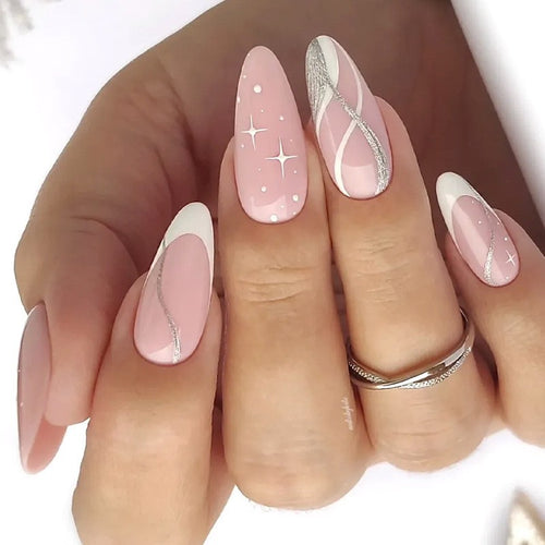 Premium Press-On Nail Art Set mit elegantem Wirbel-Design Karnz