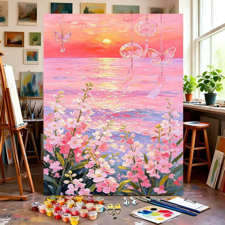 Träumerisches Florales Leinwandmalset Karnz