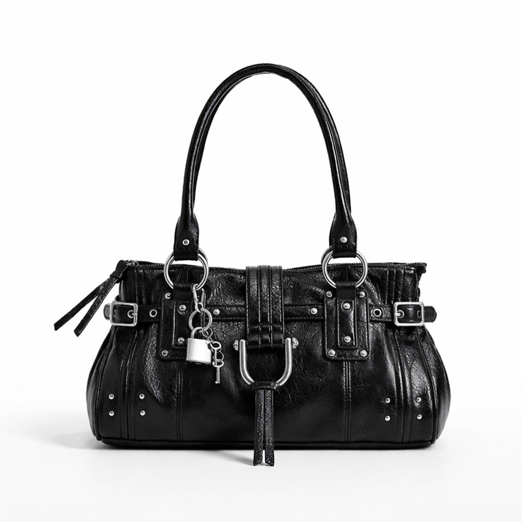 Elegante strukturierte Lederhandtasche