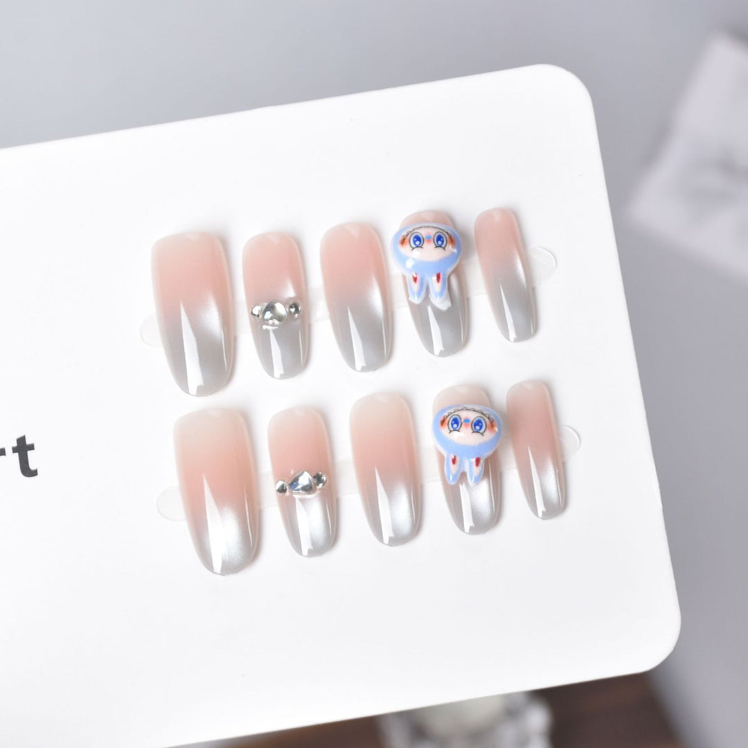 Premium Qualle-Themen Press-On Nail Set Karnz