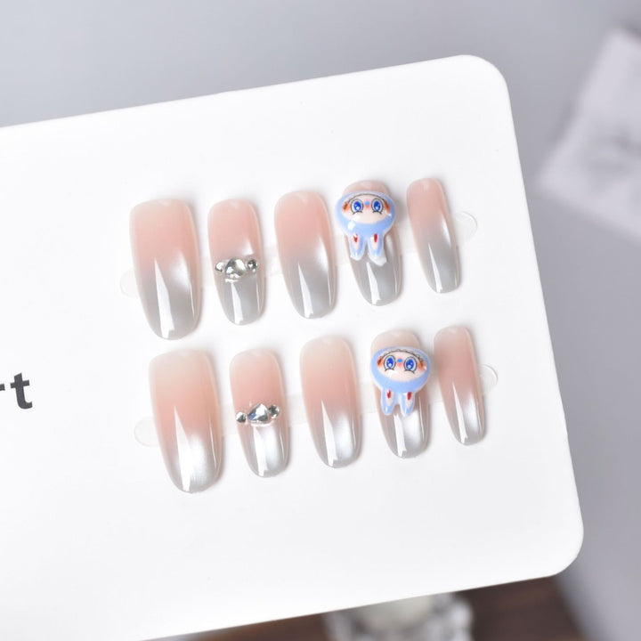 Premium Qualle-Themen Press-On Nail Set Karnz