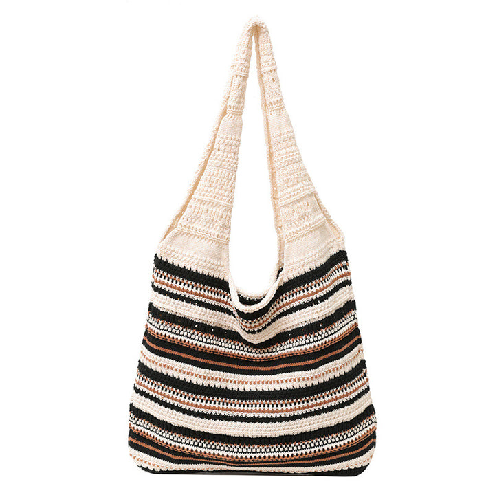 Bohemian Gestreifter Häkel Tote Bag