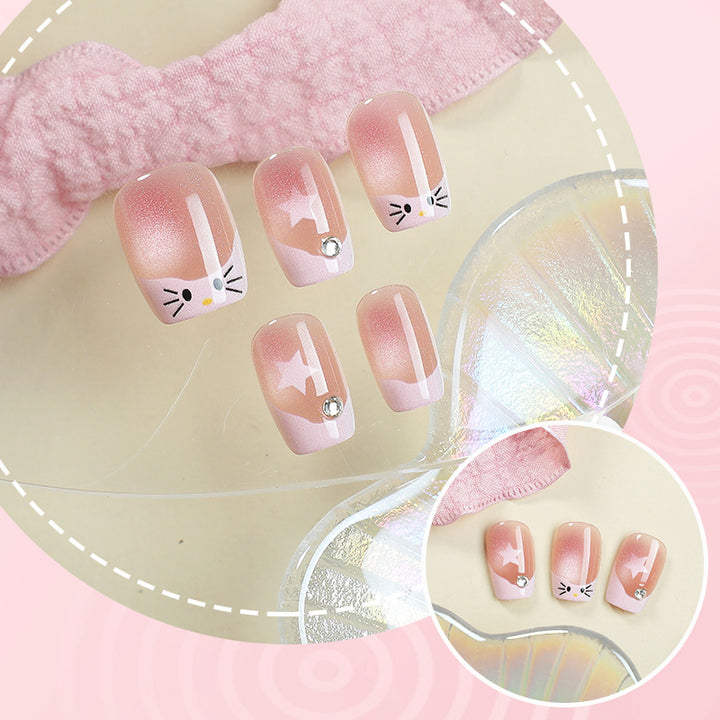 Künstlerisches katzenmotiviertes Press-On-Nagelset