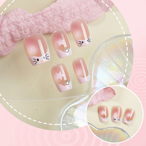 Künstlerisches katzenmotiviertes Press-On-Nagelset