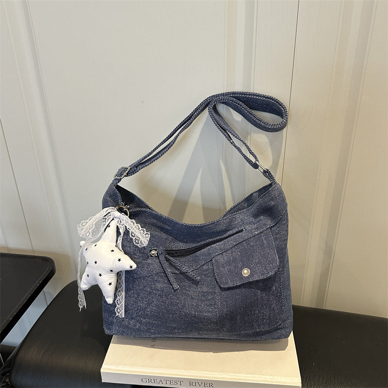 Lässige Stoff Schultertasche