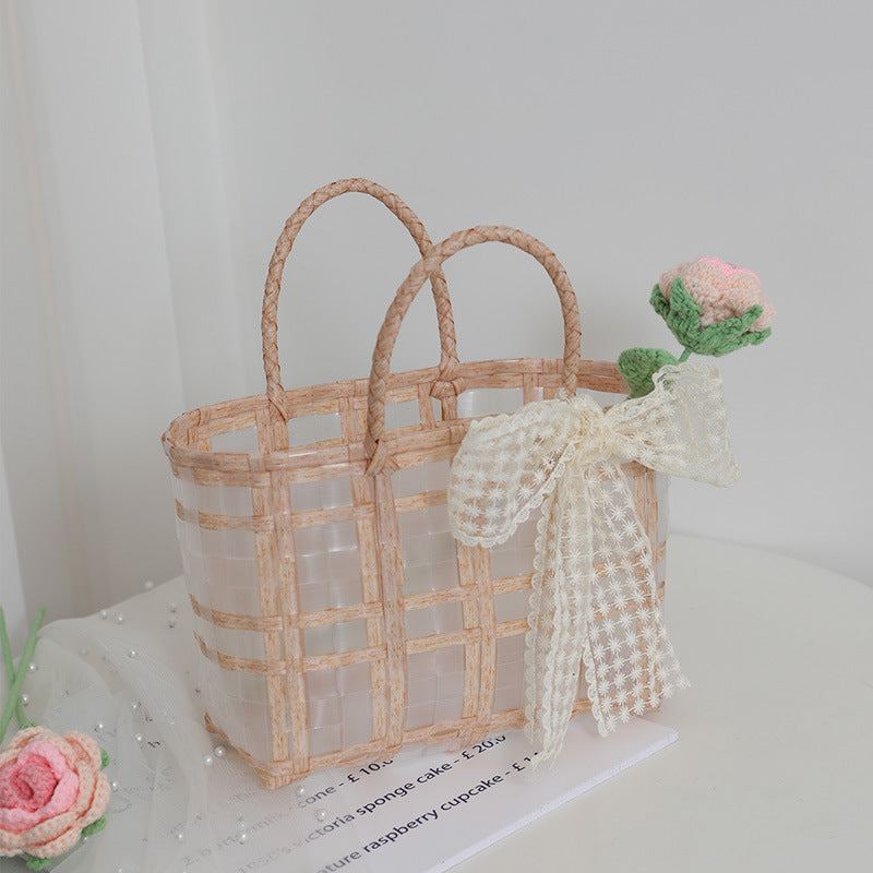 Damen Florale Korbtasche mit Spitze Karnz