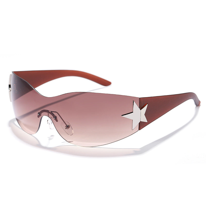 Damen futuristische Design-Sonnenbrille mit einzigartigen Akzenten Karnz