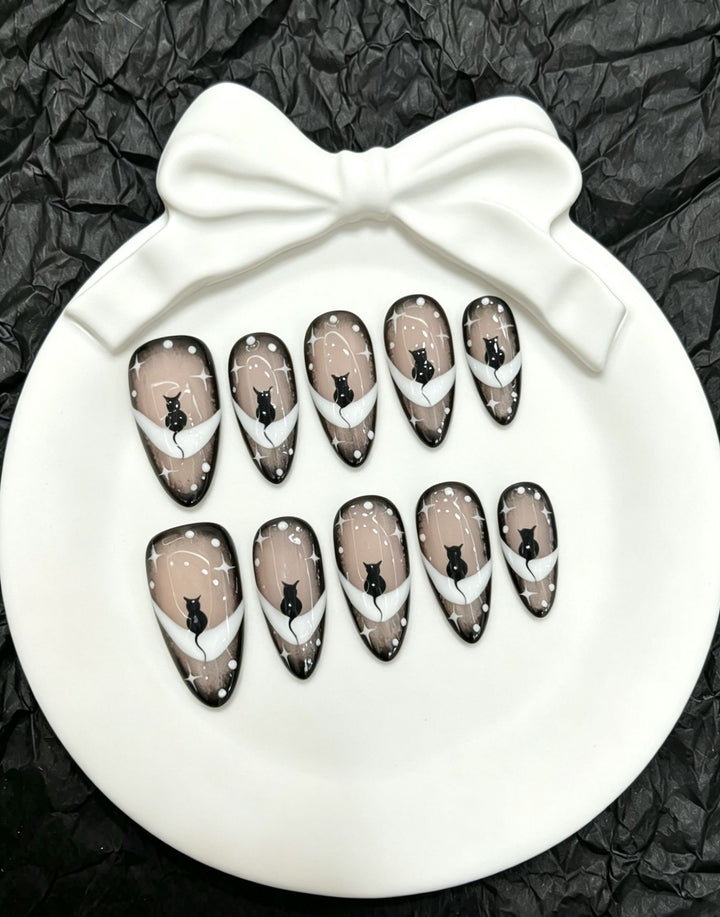 Künstlerisches katzenjammer Themen Presse auf Nail Art Set  1791773919