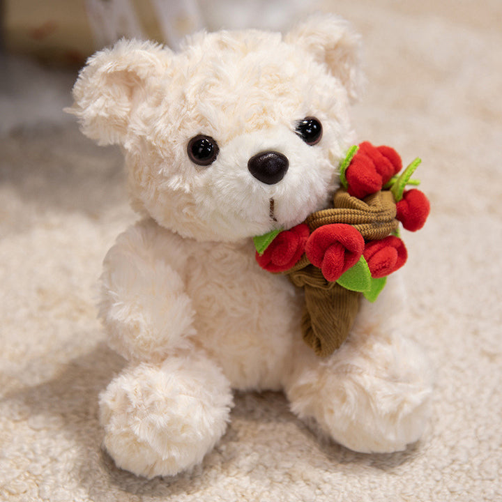 Plüsch Weihnachts-Teddy mit Santa-Hut und Strickschal Feiertags-Huggable Stofftier Karnz
