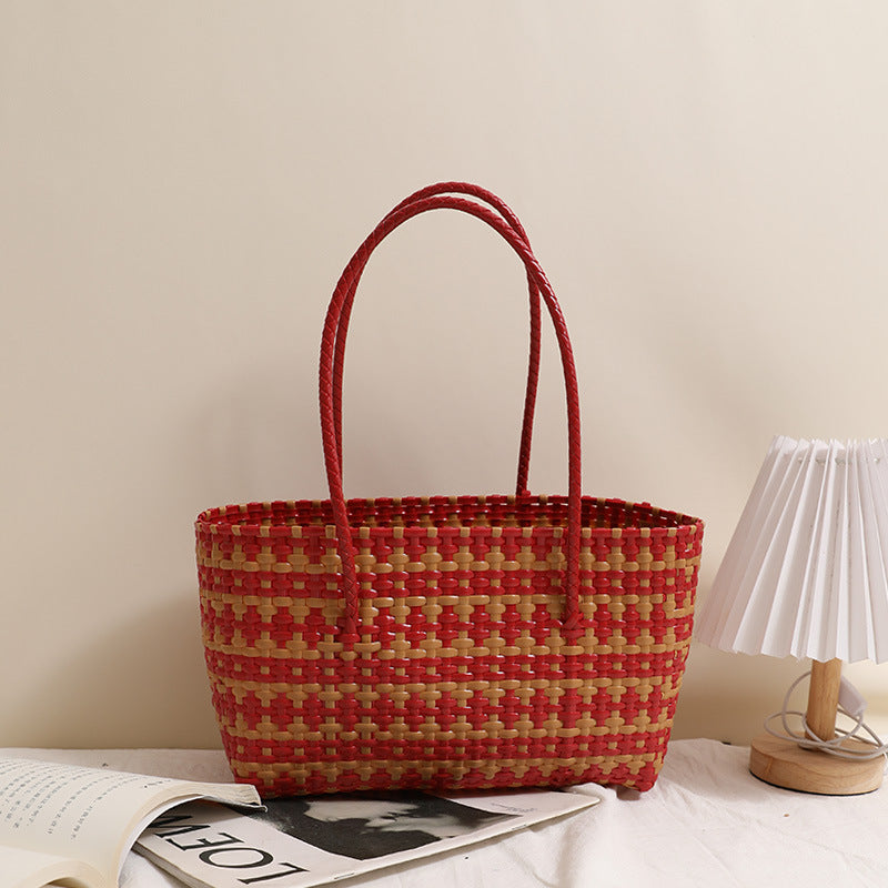 Damen Korbtasche mit farbenfrohem Flechtdesign Karnz