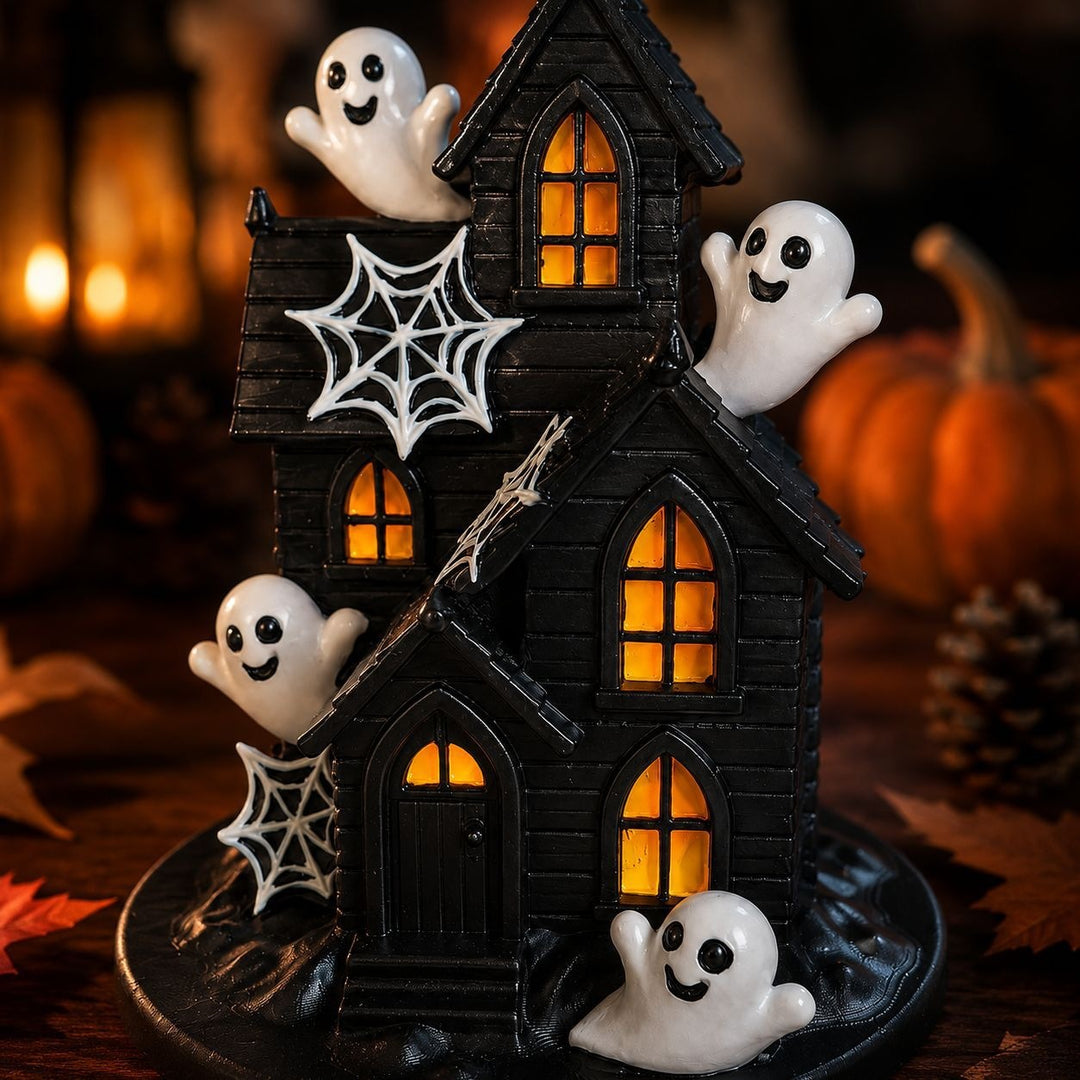 Halloween Dekohaus mit gruseligen Geistern Karnz