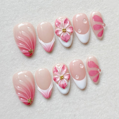 Florale Kunst Inspirierte Druck-Nagelset Karnz