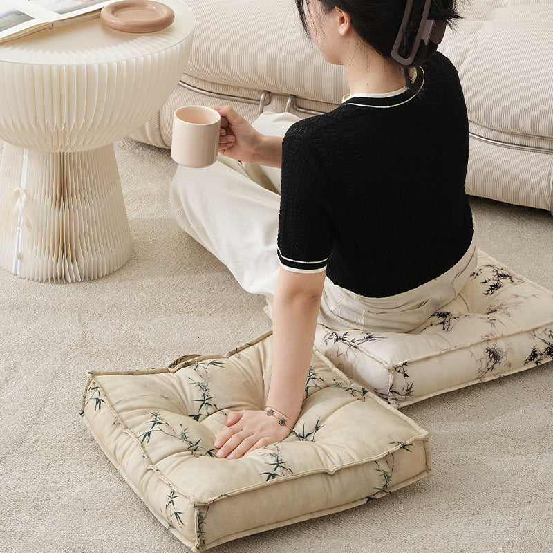 Gepolsterte Sitzauflage mit Tufting und Bambusmotiv