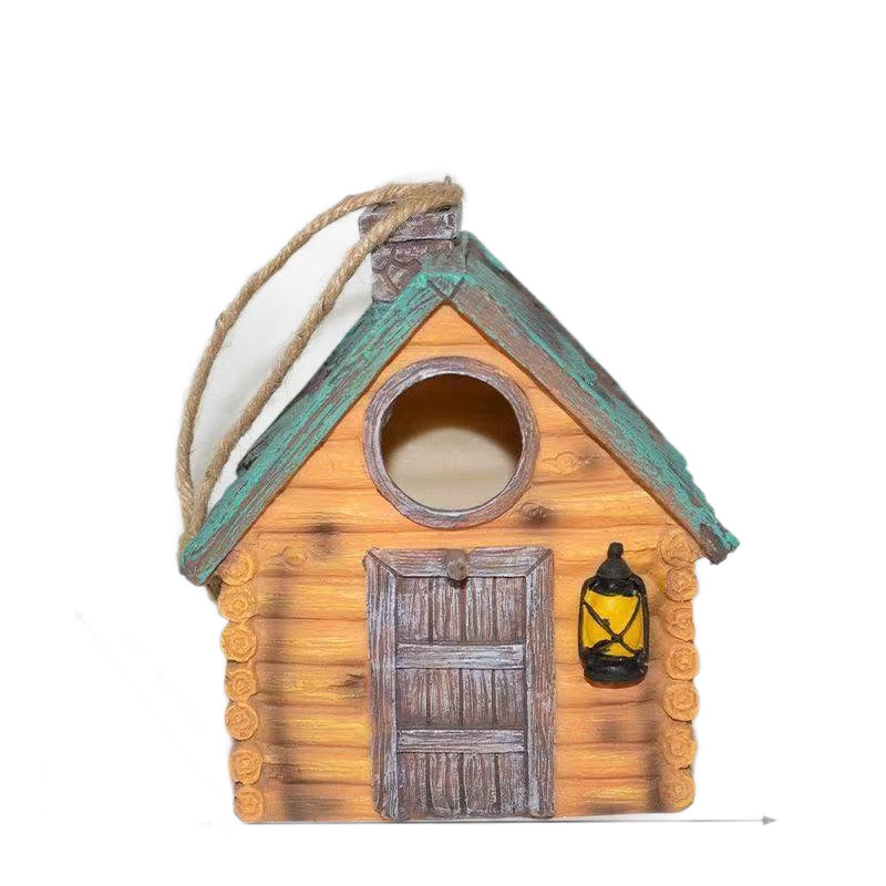 Dekoratives Vogelhaus im rustikalen Baustil Karnz