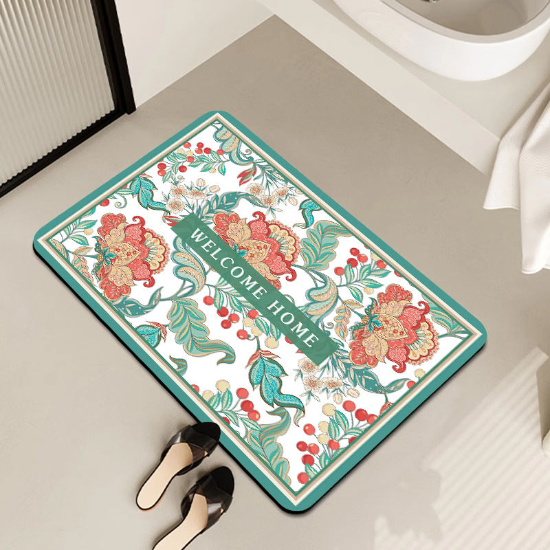 Vintage Floral Pattern Badmatte Karnz