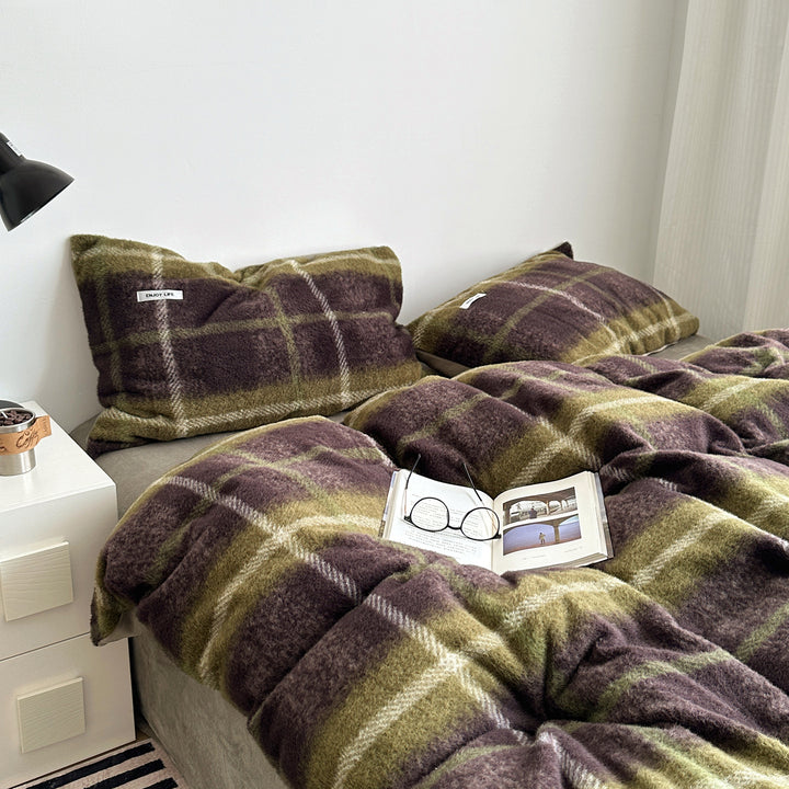 Plüsch Gebürstete Mikroflanell Plaid Bettbezug Set mit Großen Kissenbezügen