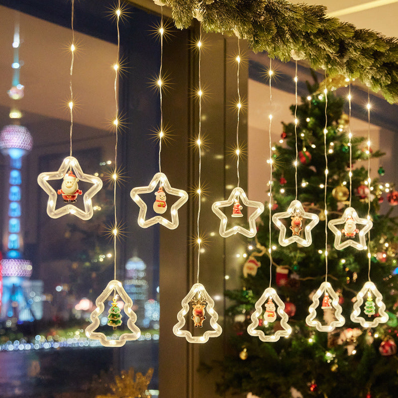 Weihnachtsdekorative Lichtsterne mit Schneeflocken Karnz