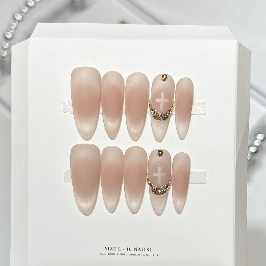 Künstlerisches Press-On-Nagelset mit elegantem floralen Design Karnz