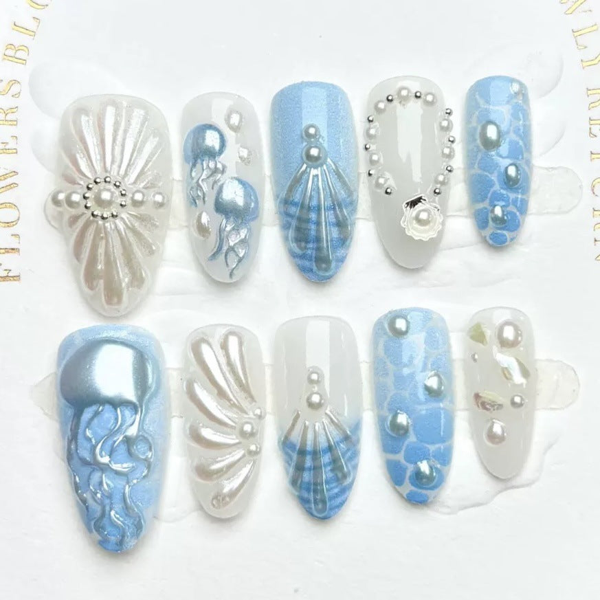 Marine-Themen Press-On Nagel Set