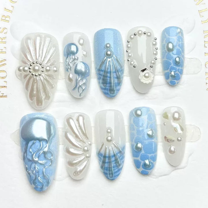 Marine-Themen Press-On Nagel Set