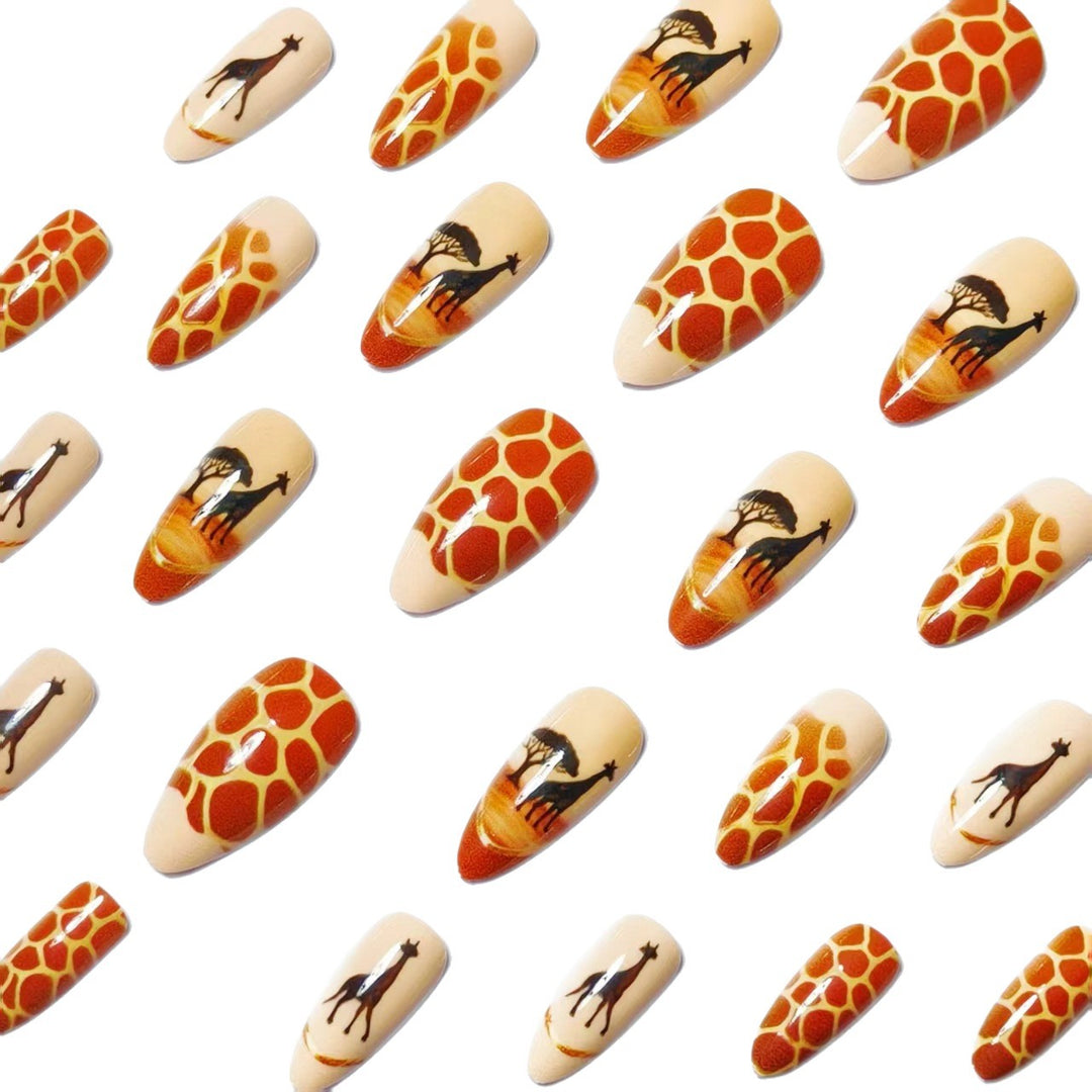 Kunstnägel mit Tiermotiv und Giraffen-Design Karnz