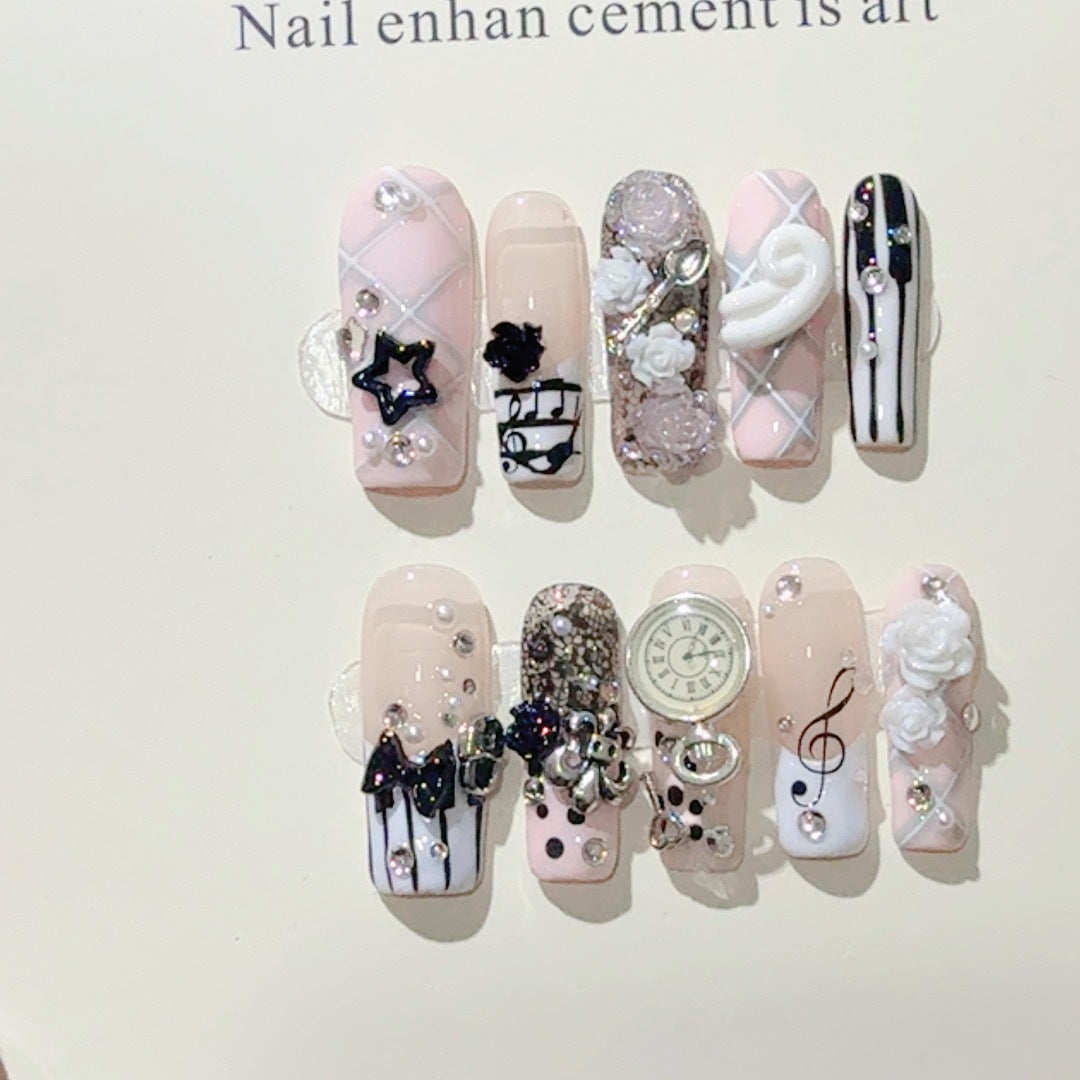 Musikthemen-Press-On-Nagelkunst-Set