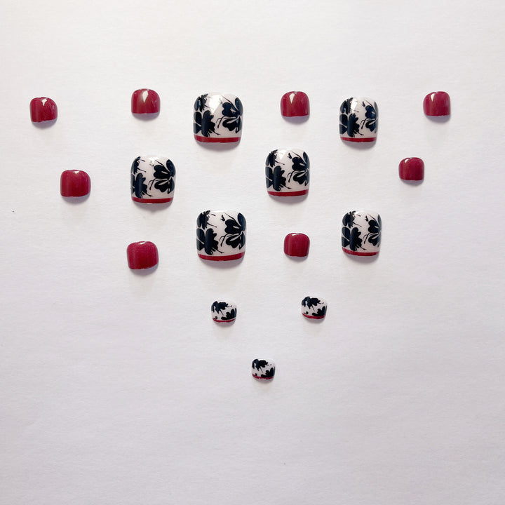 Blumen Design Press-On Fußnagel Kunst Set