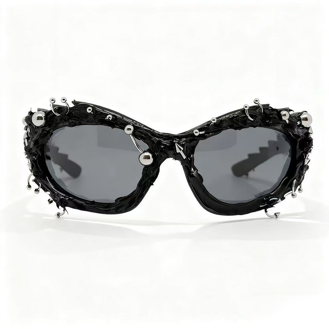 Damen extravagante Designer-Sonnenbrille mit auffälligem Schmuckrahmen Karnz