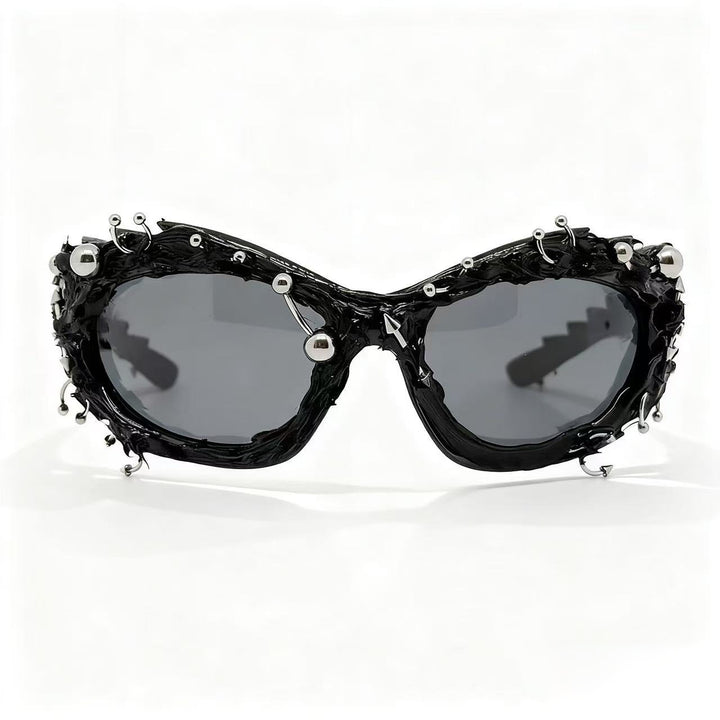 Damen extravagante Designer-Sonnenbrille mit auffälligem Schmuckrahmen Karnz