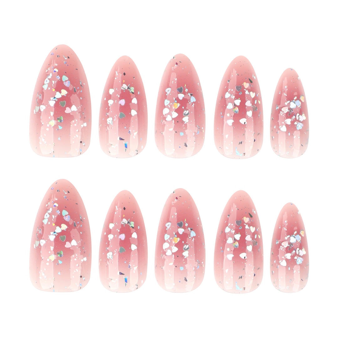 Glitzernde Nagelverlängerungen mit elegantem V-Design Karnz