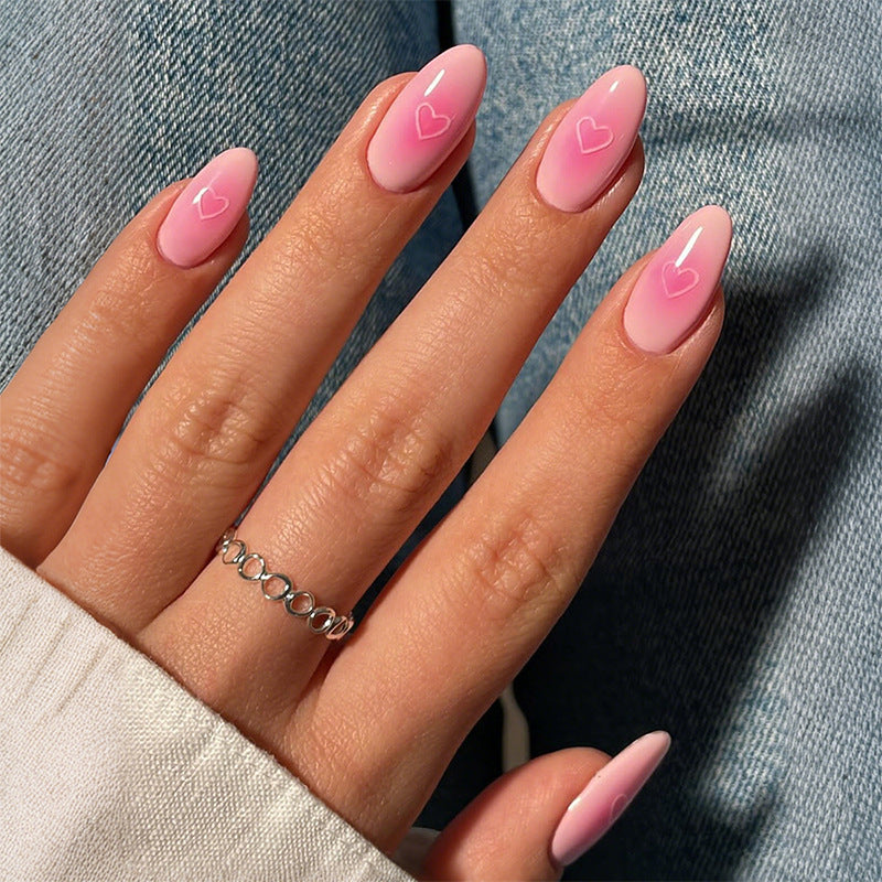 Herz-verzierte Press-On Nagelkunst Set Karnz