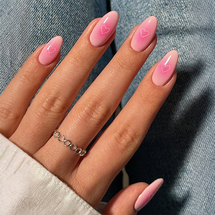 Herz-verzierte Press-On Nagelkunst Set Karnz
