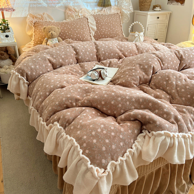 Plüsch Floral Rüsch Komfortbett-Set