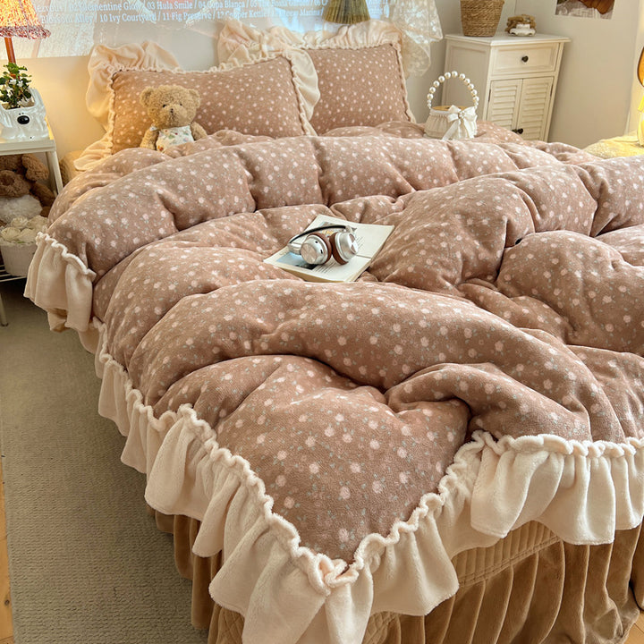 Plüsch Floral Rüsch Komfortbett-Set
