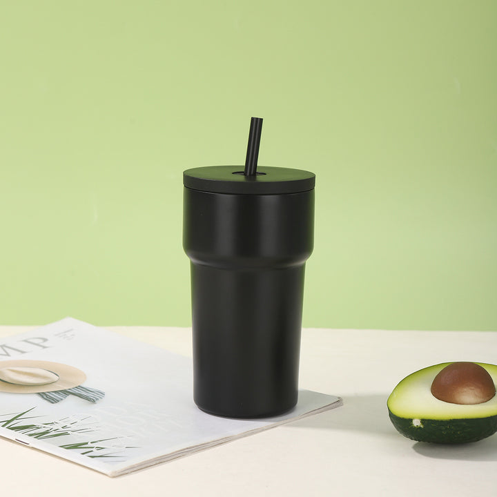 Unisex Isolierter Trinkbecher mit Staubschutzdeckel und Strohhalm Karnz