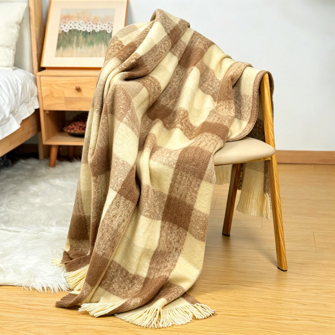 Gemütliche kariert gestrickte Decke