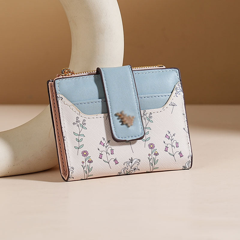 Floral Print Leder Kartenetui
