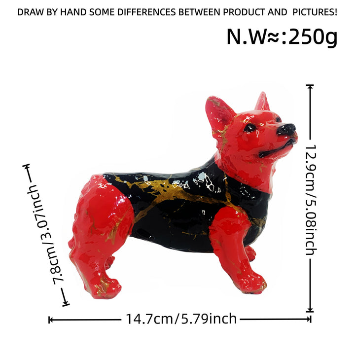 Bunte Dekofigur eines Welsh Corgis Karnz